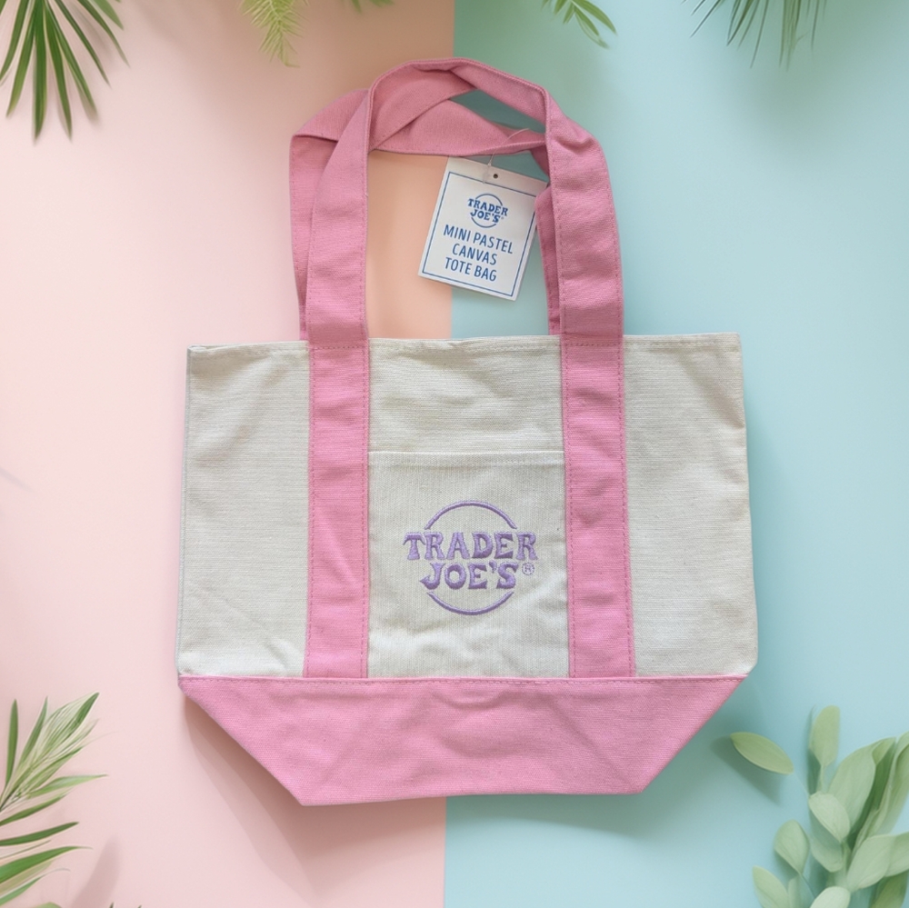 Trader Joe’s Limited Edition Mini Canvas Tote Bag – Pastel Pink